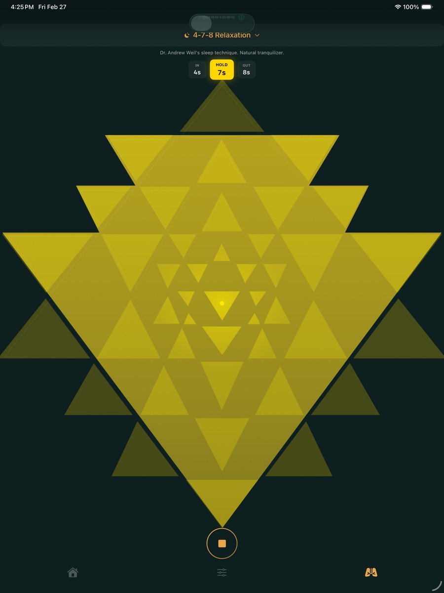 Entraina pranayama inhale state — golden Sri Yantra expands